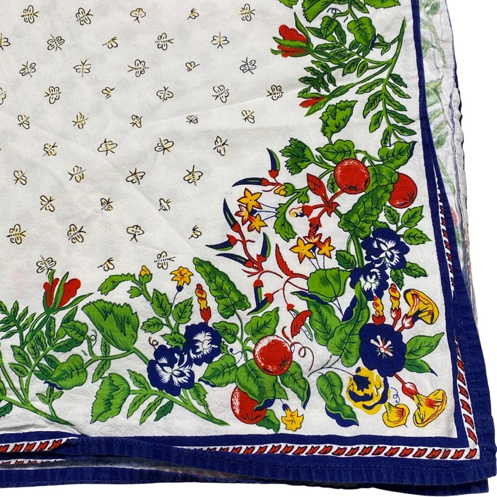Williams Sonoma Garden Party Floral Honey Bee Cotton Tablecloth 70x108 Provencal